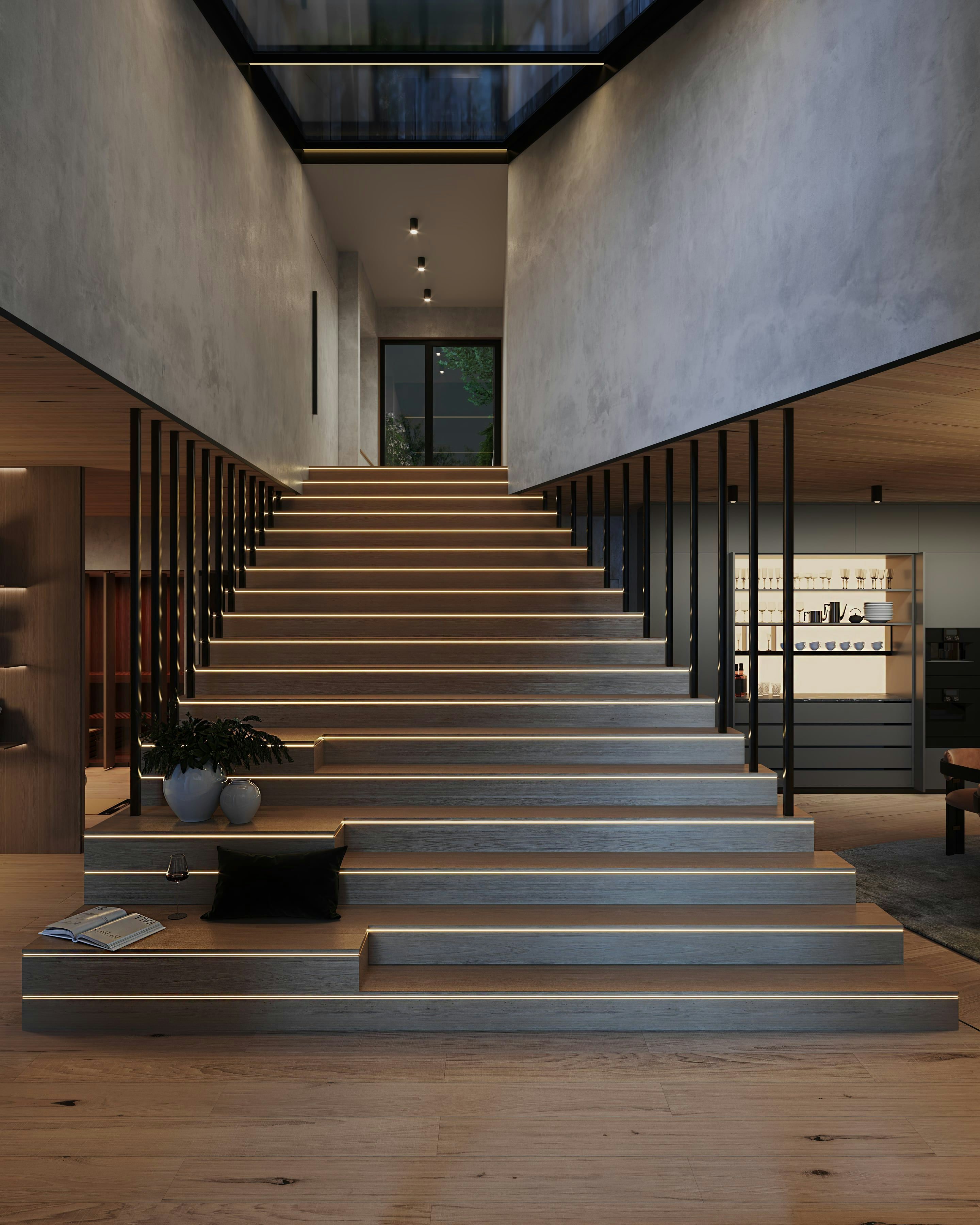 3D Interior architectural Visualization of stairs in private house Berlin, Germnay