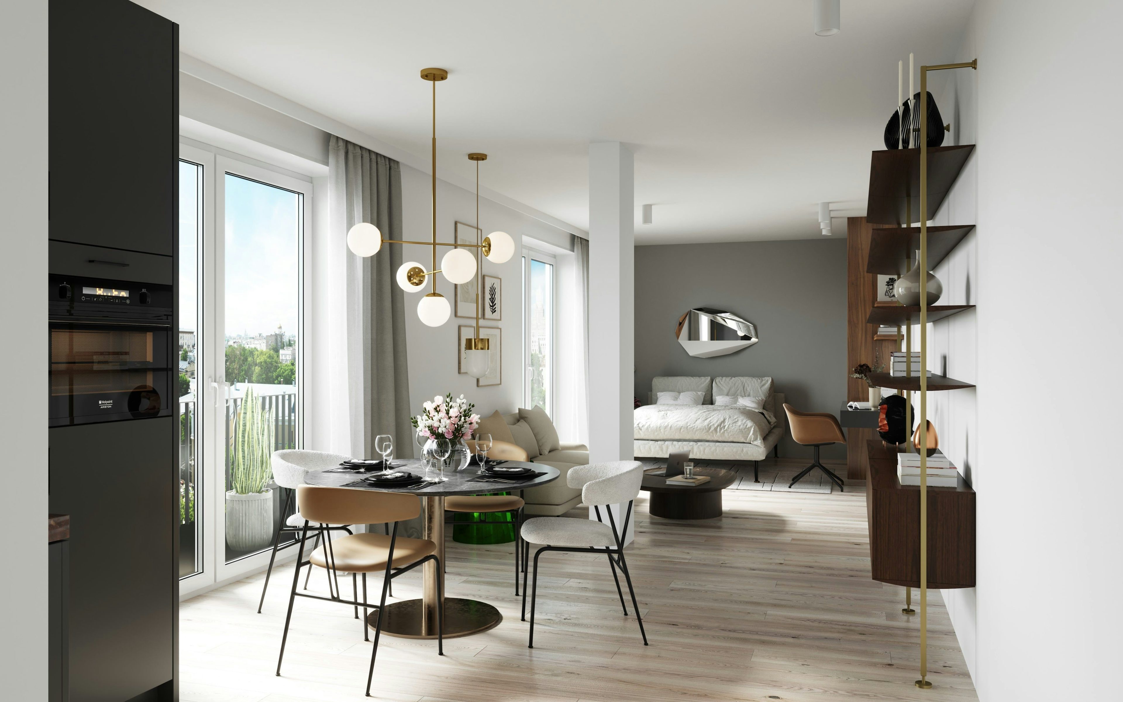 3D Innenvisualisierung einer Penthouse Wohnung in einem Mehrfamilienhaus in Hamburg Eimsbüttel, Deutschland